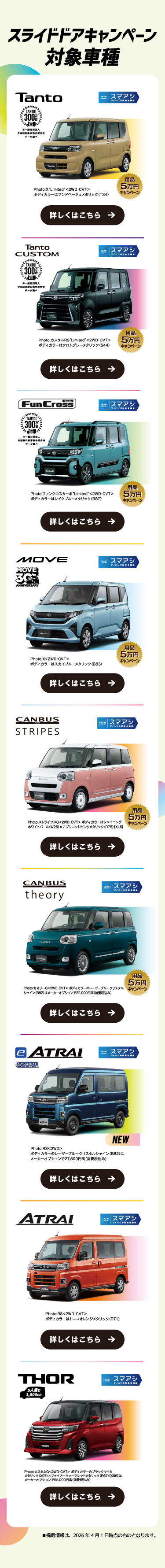 スライドドアキャンペーン対象車種